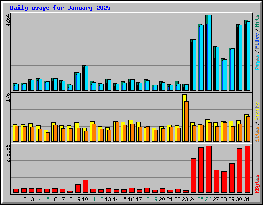Daily usage for January 2025